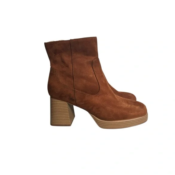 BP Keyla Platform Block Heel Square Toe Faux Suede Ankle Boots Women’s Size 11 - Picture 5 of 10